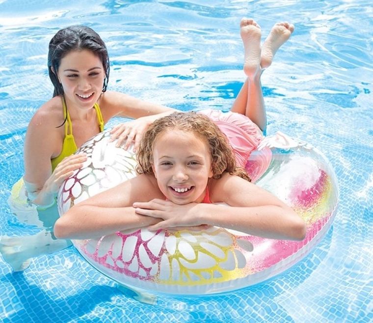 Intex, koło do pływania z uchwytami, przezroczyste