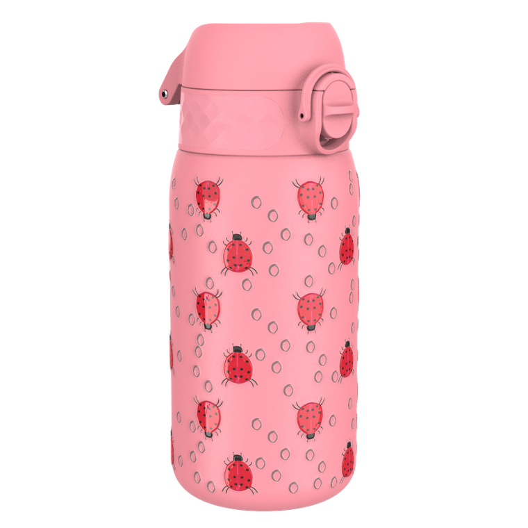 ION8, Biedronki, stalowy bidon z ustnikiem, różowy, 400 ml