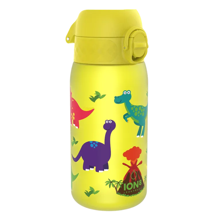 Ion8, Dinozaury, bidon z ustnikiem, żółty, 350 ml
