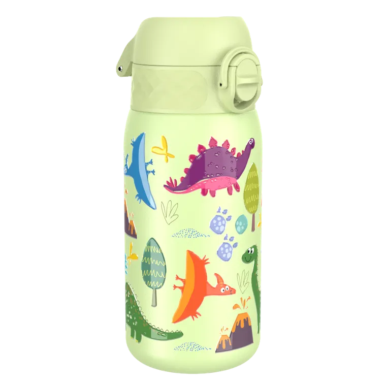 ION8, Dinozaury, stalowy bidon z ustnikiem, zielony, 400 ml