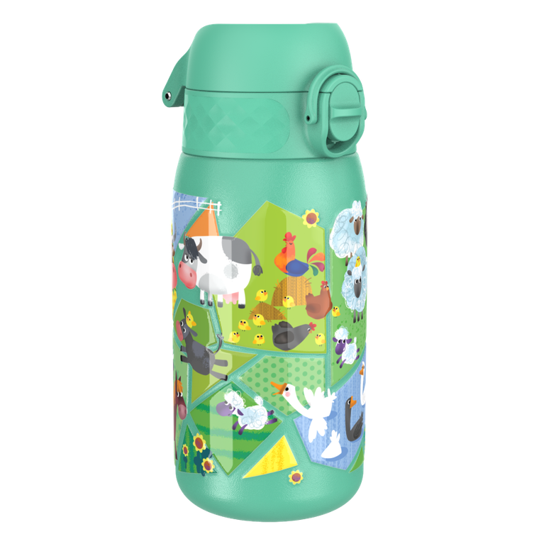 ION8, Farma, stalowy bidon z ustnikiem, zielony, 400 ml