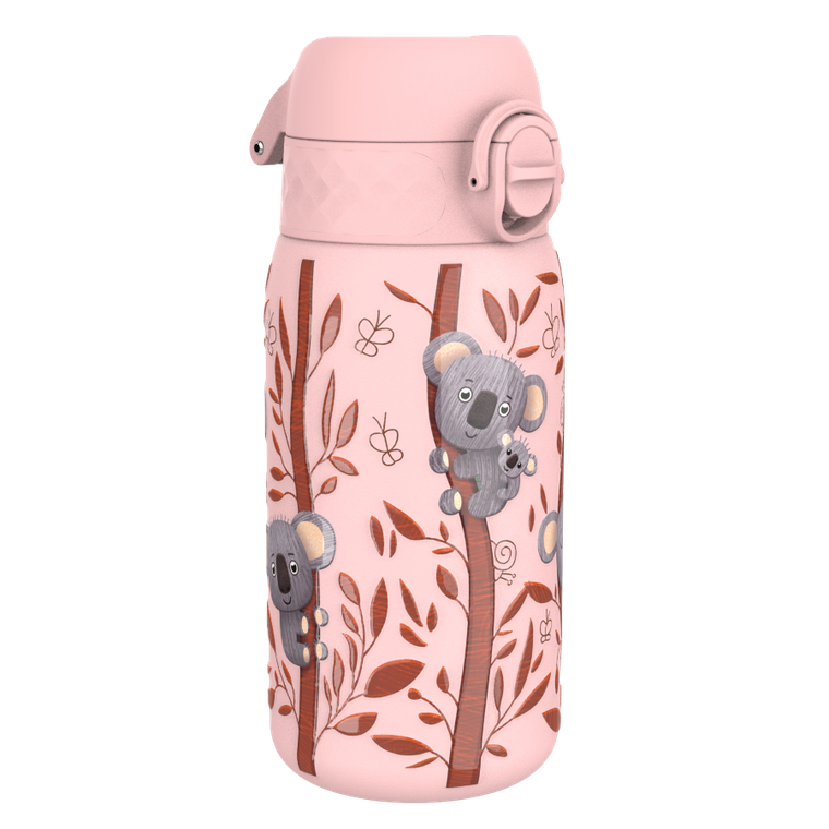 ION8, Koala, stalowy bidon z ustnikiem, różowy, 400 ml