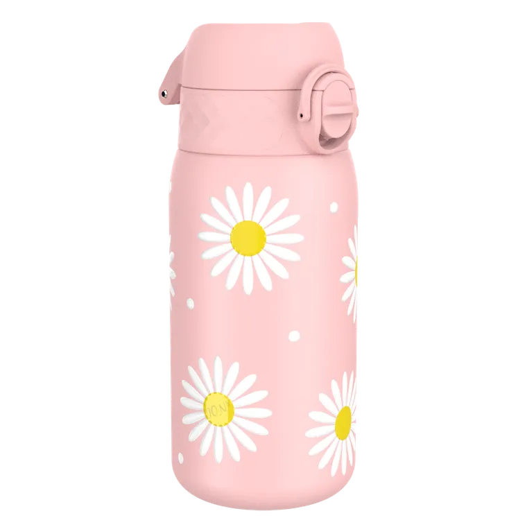 ION8, Kwiatki, bidon z ustnikiem ze stali nierdzewnej, różowy, 400 ml