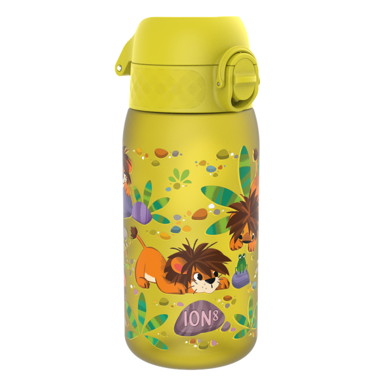 ION8, Lew i dżungla, bidon z ustnikiem, żółty, 350 ml