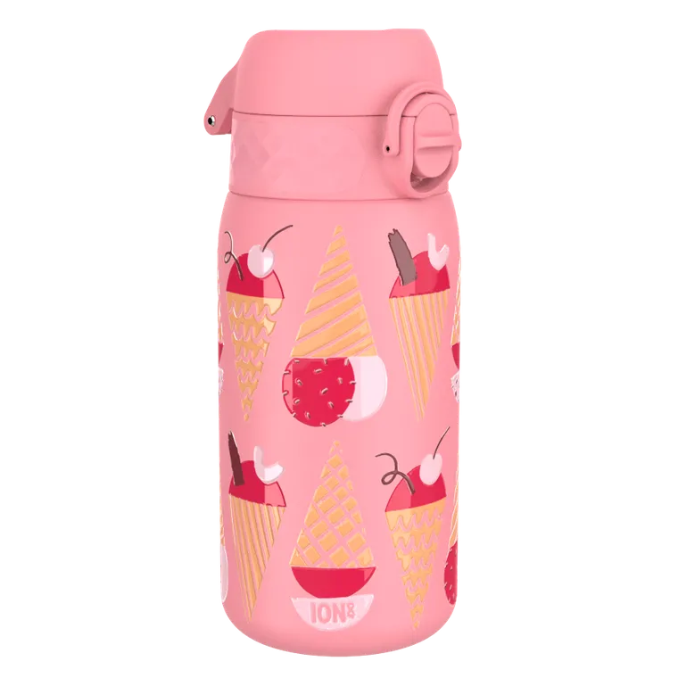 ION8, Lody, bidon z ustnikiem ze stali nierdzewnej, różowy, 400 ml