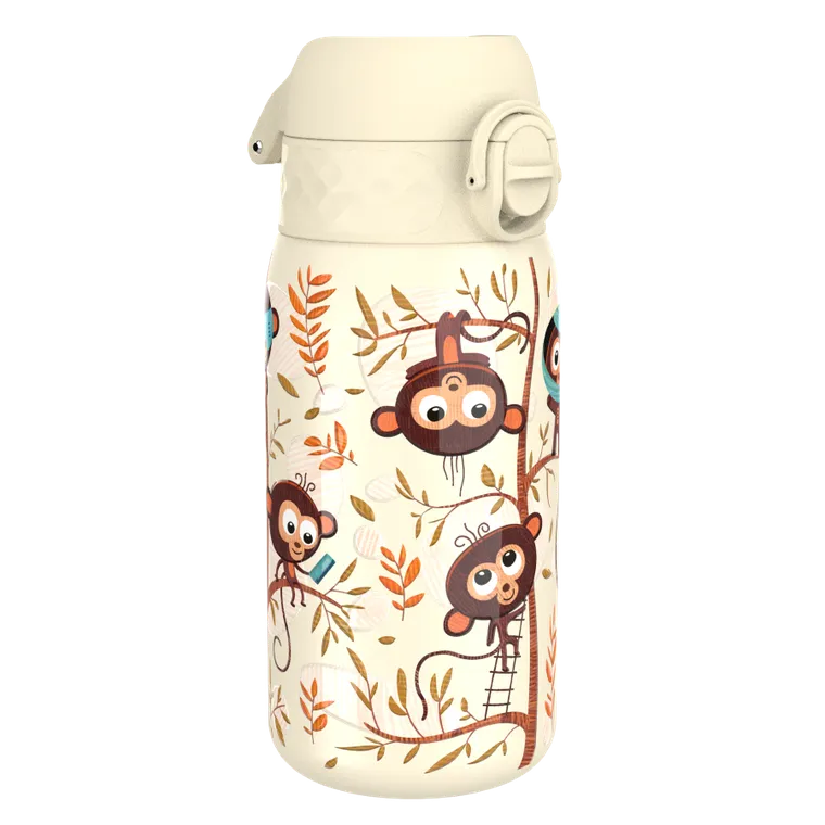 ION8, Małpki, stalowy bidon z ustnikiem, kremowy, 400 ml