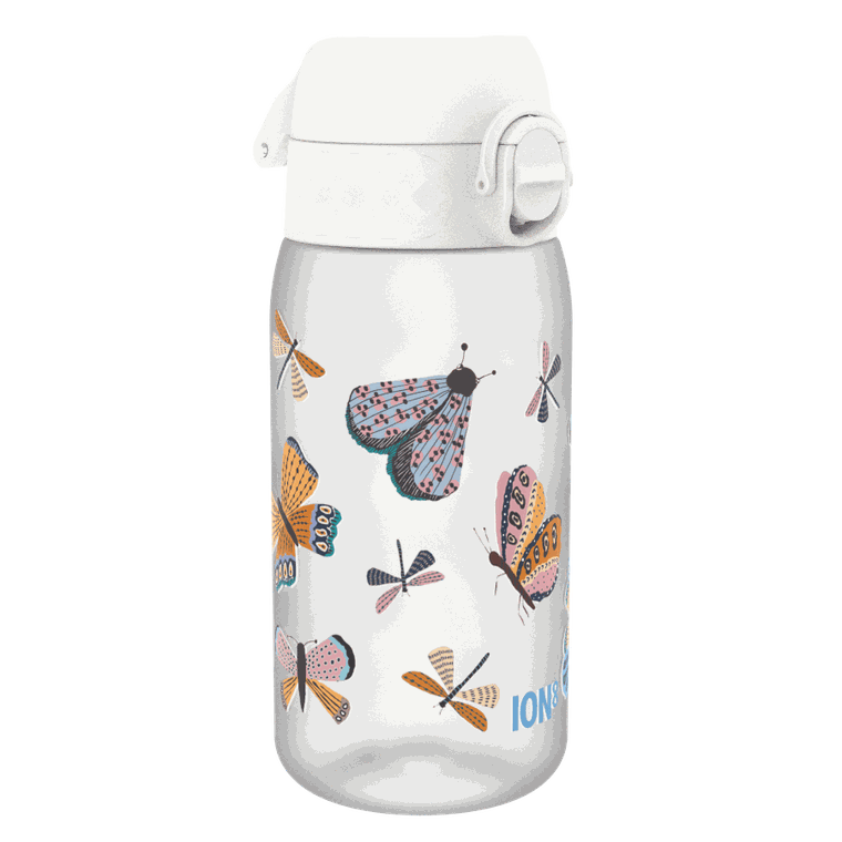 Ion8, Motylki, bidon z ustnikiem, biały, 350 ml
