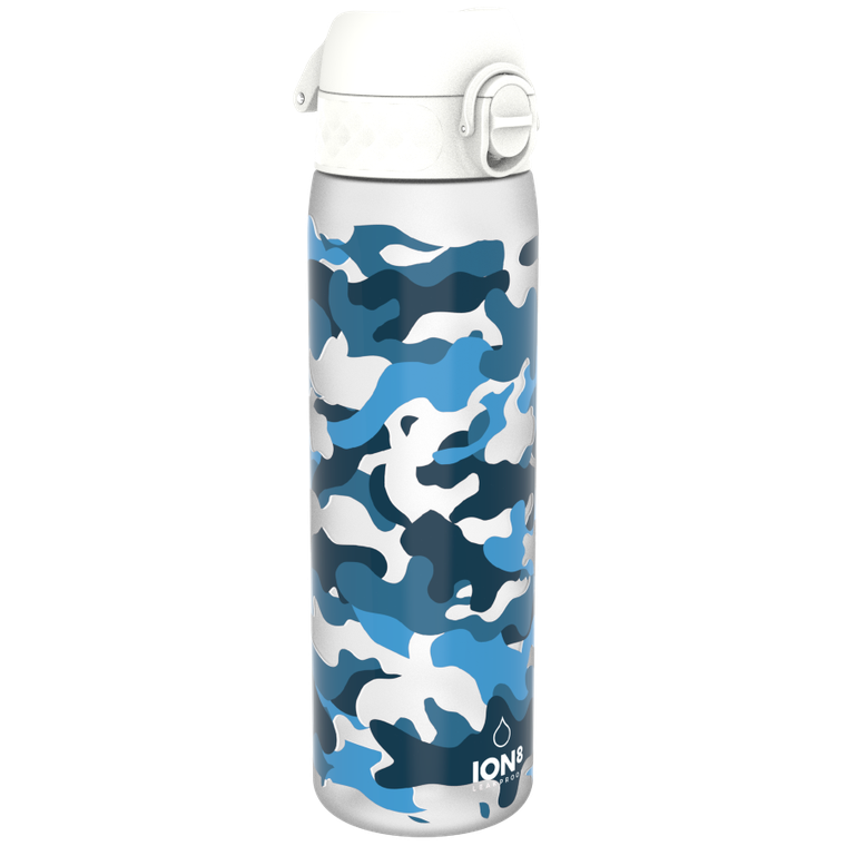ION8, Niebieskie moro, bidon z ustnikiem, biały, 500 ml