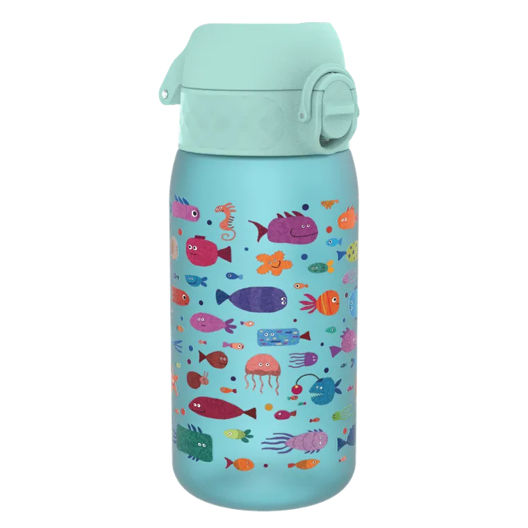 Ion8, Rybki, bidon z ustnikiem, niebieski, 350 ml