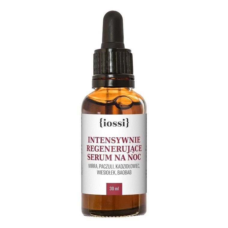 Iossi, intensywnie regenerujące serum na noc, wiesiołek, baobab, mirra, kadzidłowiec i paczuli, 30 ml