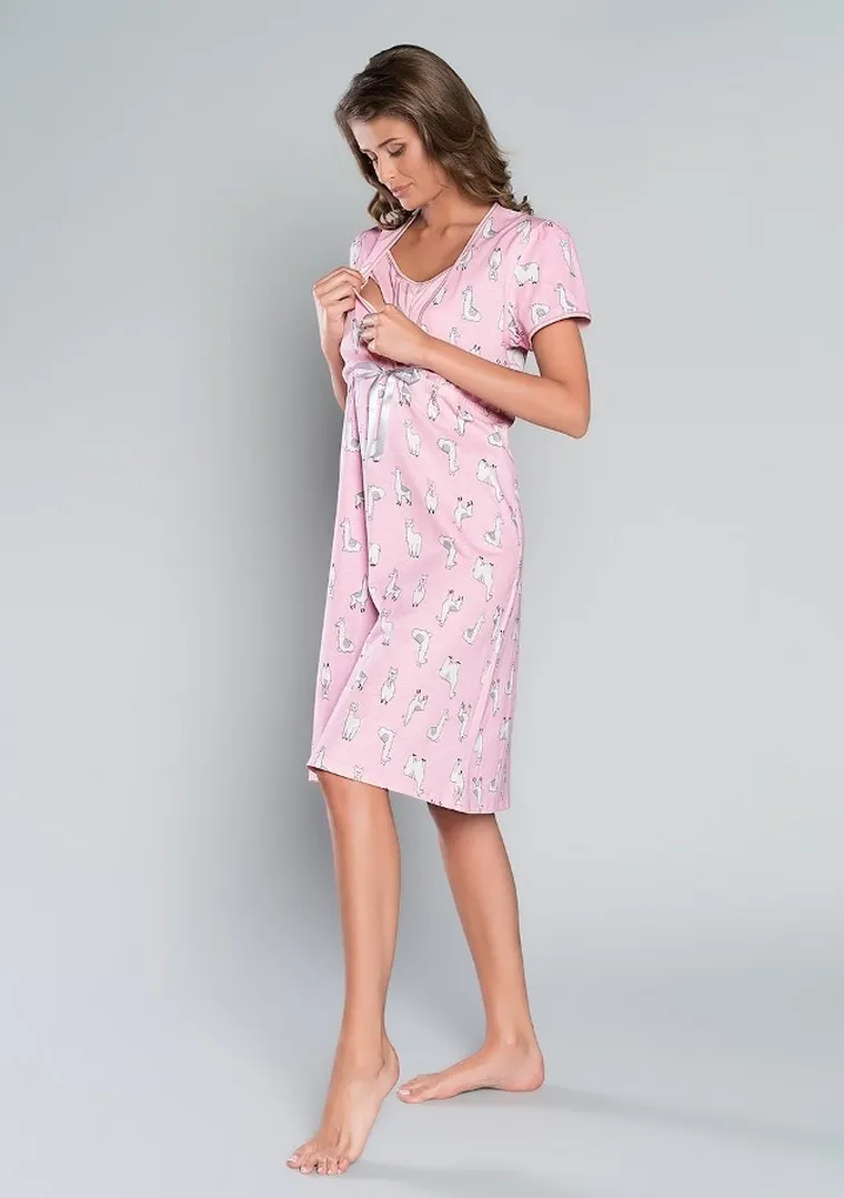 Italian Fashion, Boliwia, koszula nocna dla matek karmiących, różowa, rozmiar S