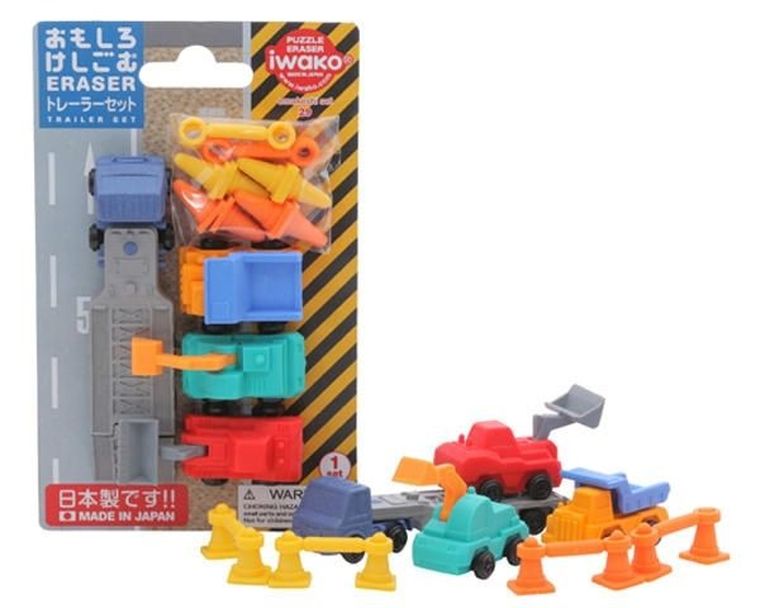 Iwako, gumki do ścierania - puzzle, roboty drogowe, 7 szt.
