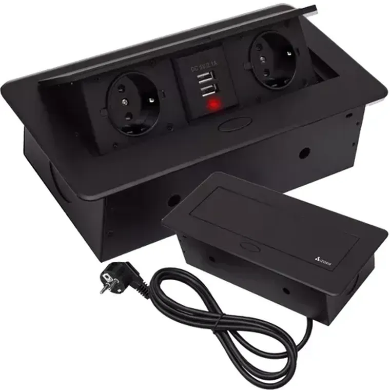 Izoxis, gniazdo chowane w blat USB, podwójne