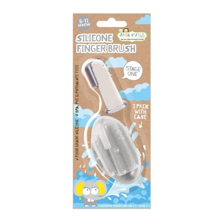 Jack N'Jill, szczoteczka silikonowa na palec do czyszczenia ząbków, 2 szt.