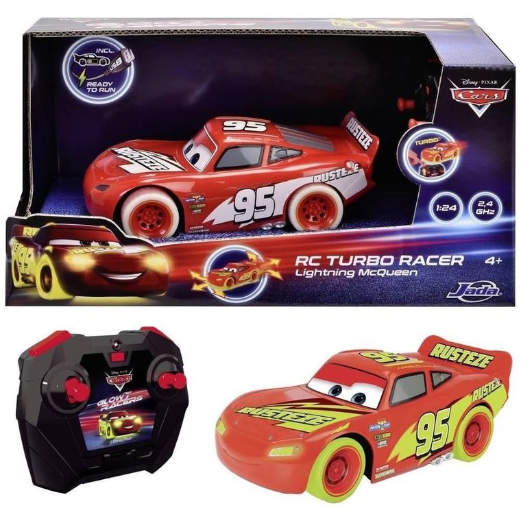Jada Toys, Auta, Glow Racers, Lightning McQueen, pojazd zdalnie sterowany, 1:24