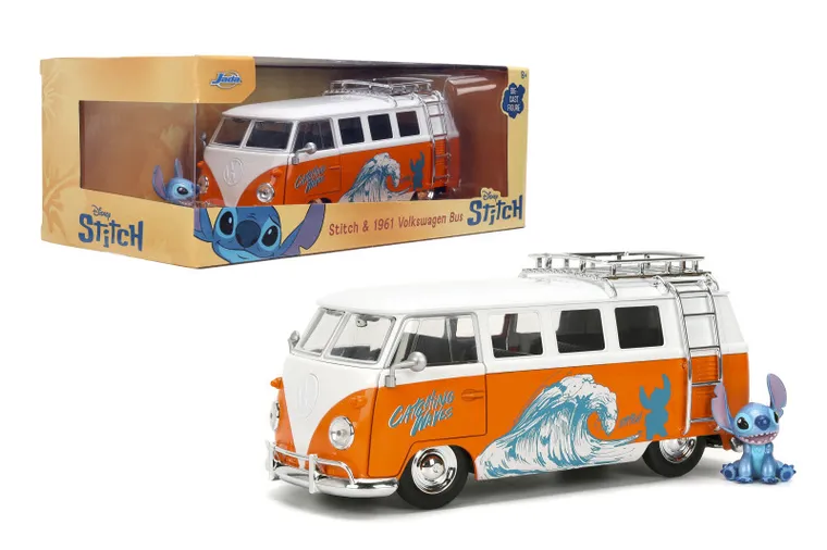 Jada Toys, Lilo i Stitch, Volkswagen Bus, metalowy model pojazdu z figurką, 1:24