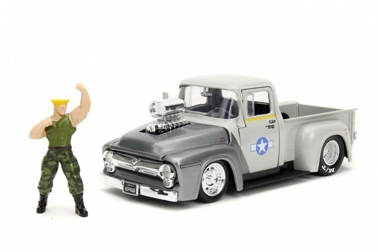 Jada Toys, Street Fighter, 1956 Ford Pick-up, model pojazdu z figurką, 1:24