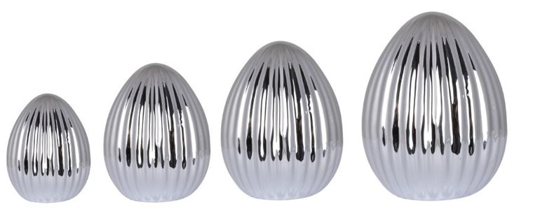 Jajko ceramiczne, srebrne, małe, 8,5-8,5-11,5 cm
