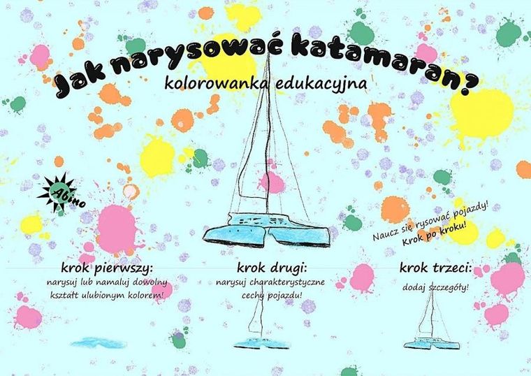Jak narysować Katamaran? Kolorowanka edukacyjna