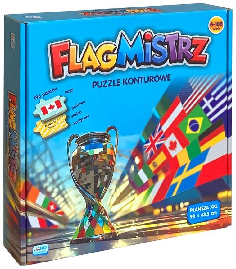 Jako, Flagmistrz, puzzle konturowe, gra edukacyjna, 200 elementów