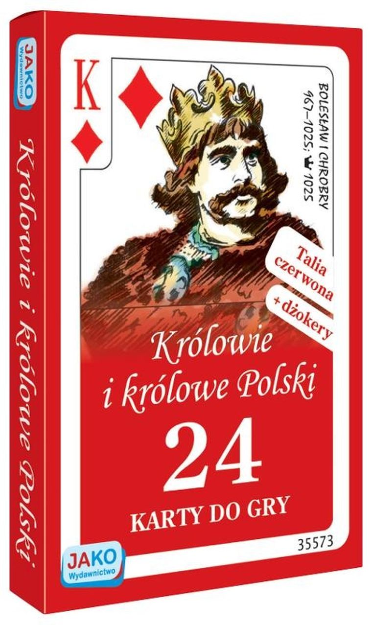 Jako, Królowie i królowe Polski, karty do gry, czerwone, 24 karty