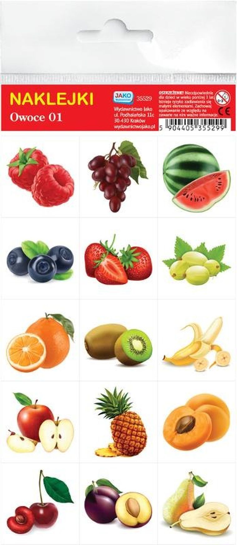 Jako, naklejki, owoce
