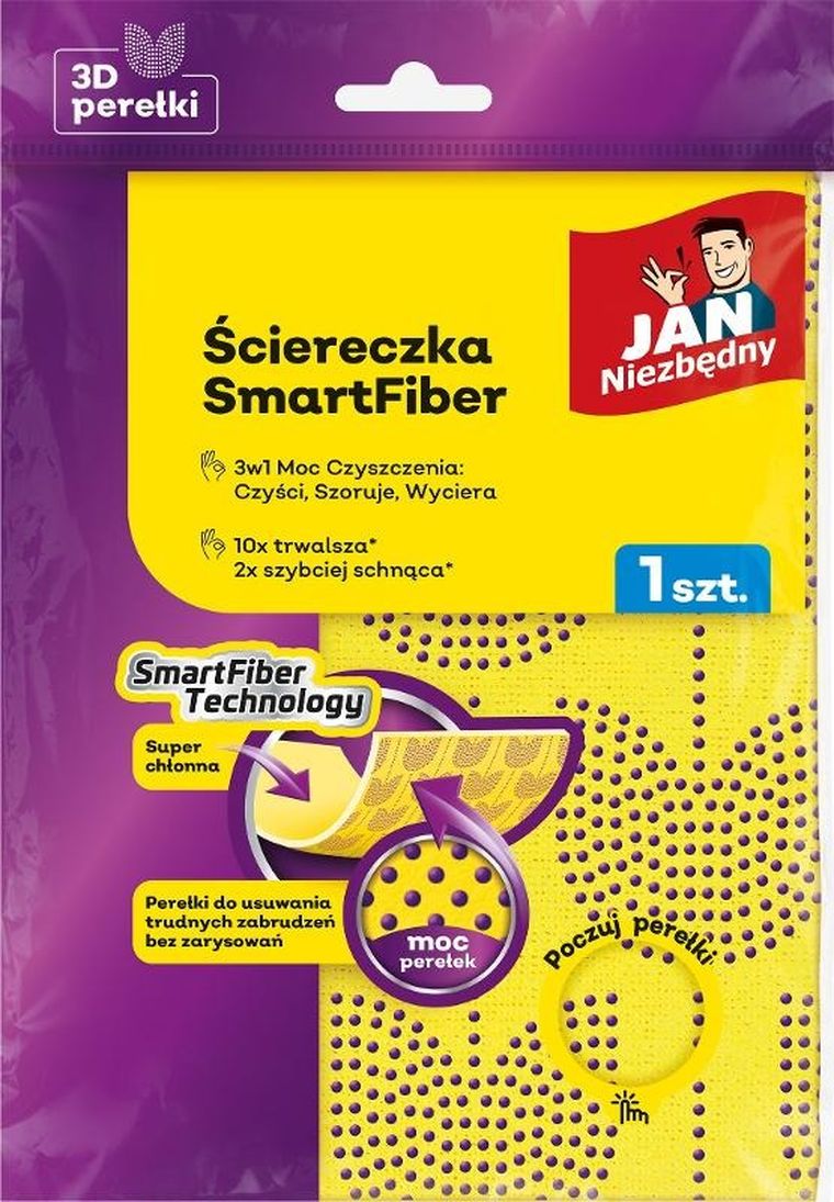 Jan Niezbędny, ściereczka 3w1, smartfiber technology z perełkami 3D