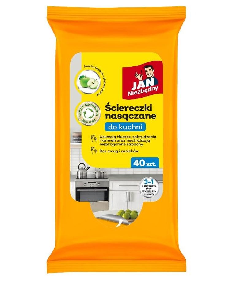 Jan Niezbędny, ściereczki nasączane do kuchni 3w1, 40 szt.