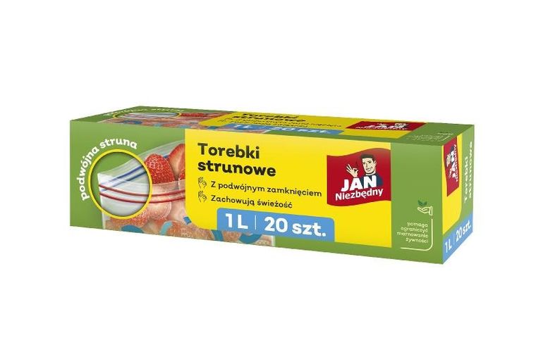Jan Niezbędny, torebki strunowe, podwójne zamknięcie, 1l, 20 szt.