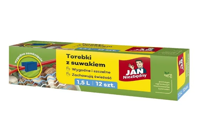 Jan Niezbędny, torebki z suwakiem, 15l, 12 szt.