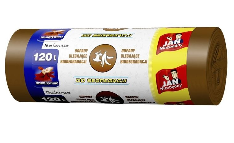 Jan Niezbędny, worki do segregacji śmieci, brązowe, odpady ulegające biodegradacji, 120L, 10 szt.