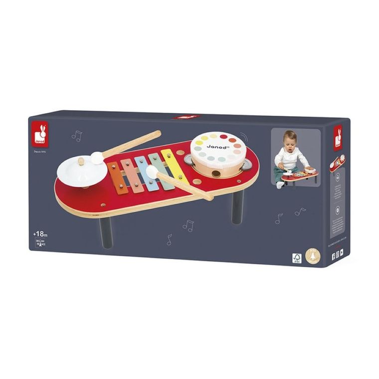 Janod, Confetti, stolik muzyczny, drewniane instrumenty