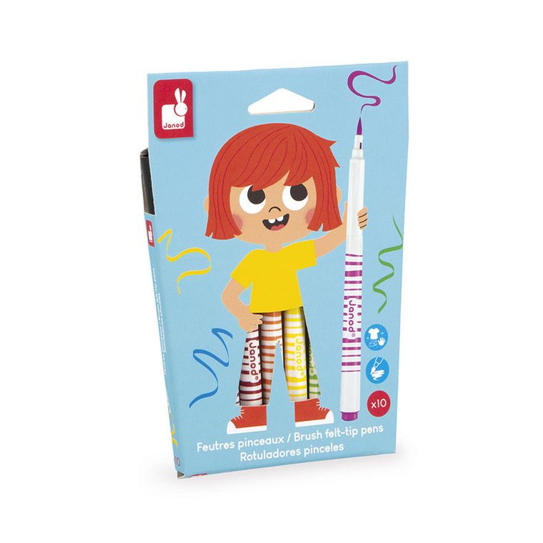 Janod, flamastry pędzelkowe, 10 kolorów
