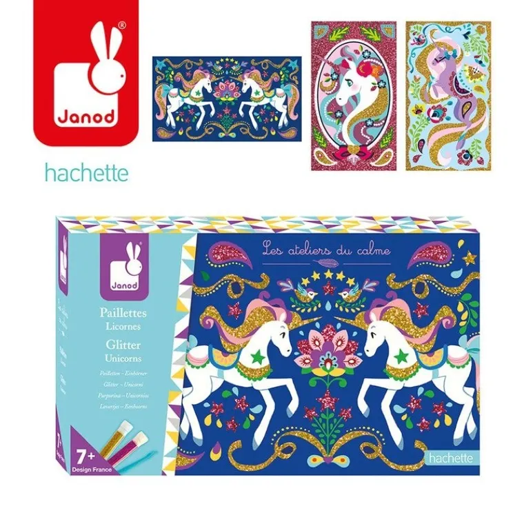 Janod, Jednorożce, magiczny brokat, zestaw kreatywny, 7+