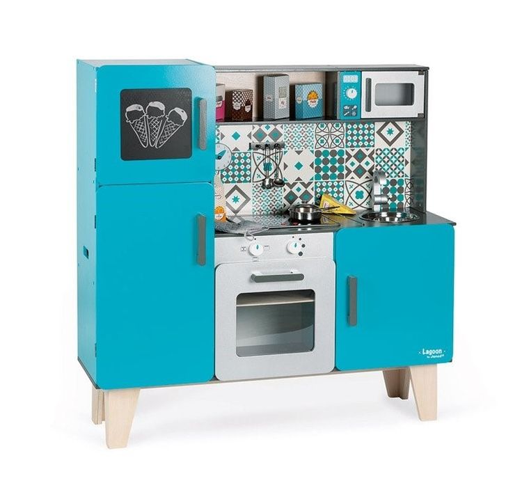 Janod, Lagoon, kuchnia drewniana XL, z dźwiękiem i 15 akcesoriami