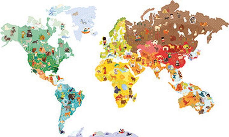 Janod, Magneti'Stick, Świat, naklejka ścienna XXL ze 101 magnesami