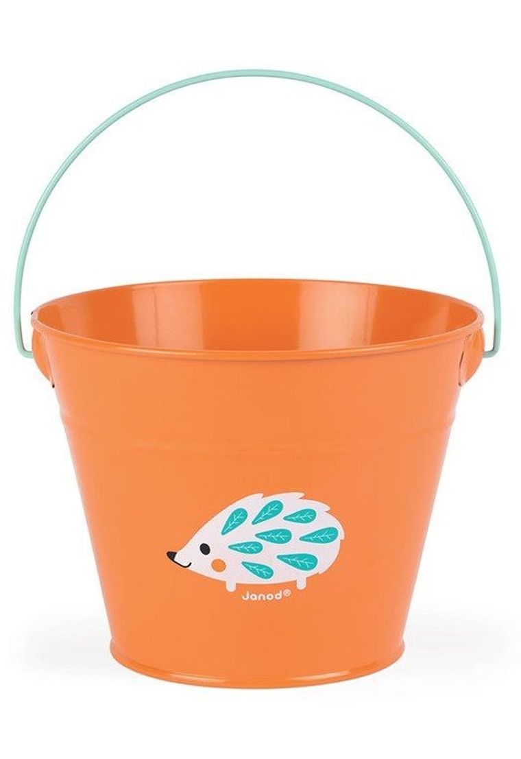 Janod, Mały ogrodnik, metalowe wiaderko, pomarańczowe