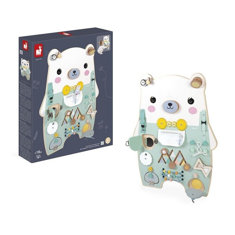 Janod, Miś Pure, drewniana tablica manipulacyjna, 20 aktywności