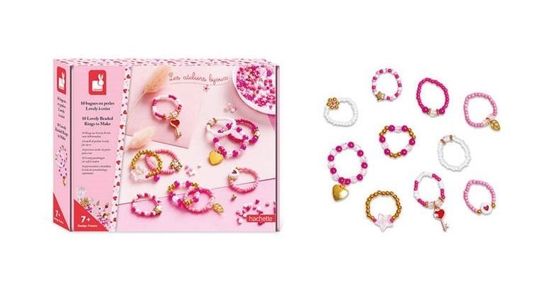 Janod, Pierścionki z koralików, zestaw kreatywny do tworzenia biżuterii