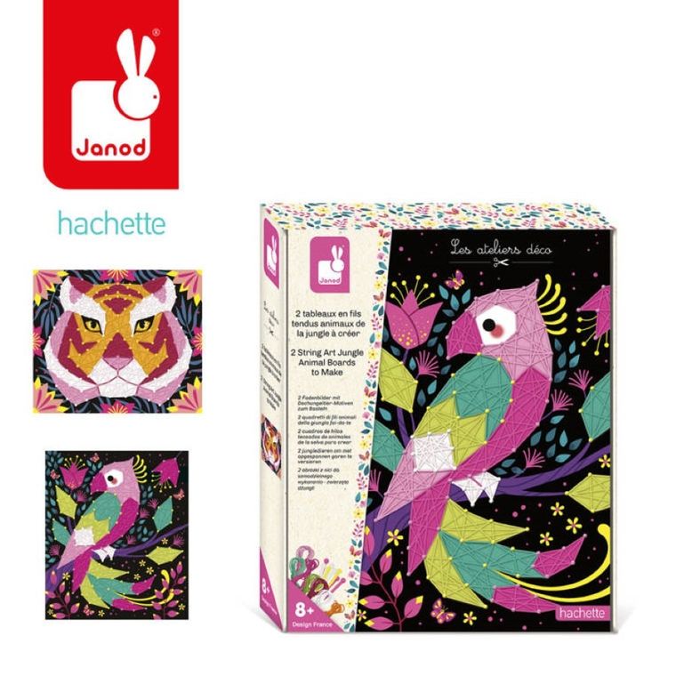 Janod, Przeplatanka 3D, String Art., Zwierzęta dżungli, zestaw kreatywny