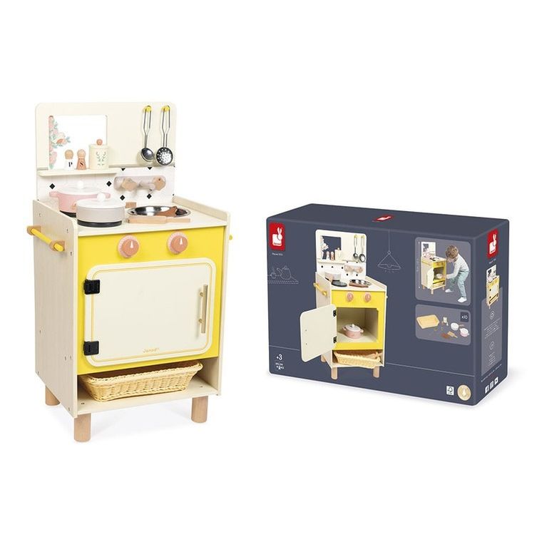 Janod, Shiny Grandma, drewniana kuchnia z 10 akcesoriami