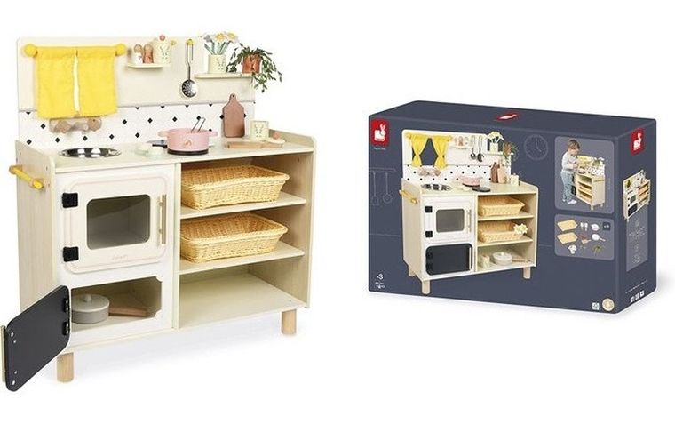 Janod, Shiny Grandma, drewniana kuchnia z 19 akcesoriami