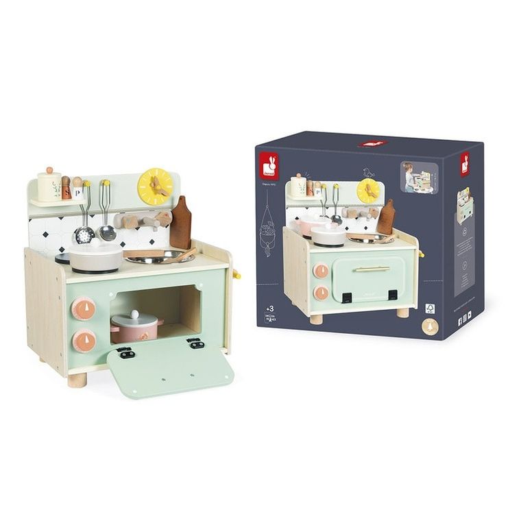 Janod, Shiny Grandma, drewniana kuchnia z 9 akcesoriami