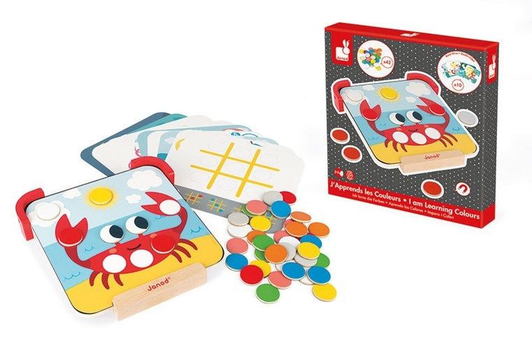 Janod, Uczę się kolorów, magnetyczna układanka drewniana z tablicą