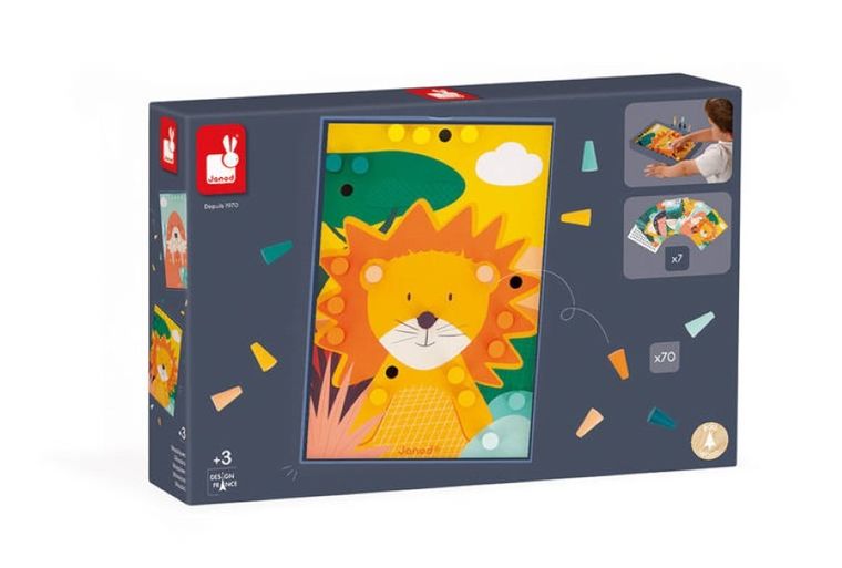 Janod, Układanka drewniana, mozaika, zwierzątka