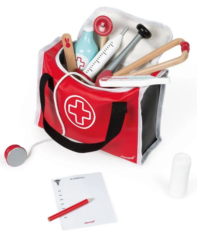 Janod, zestaw lekarza z akcesoriami, 10 elementów