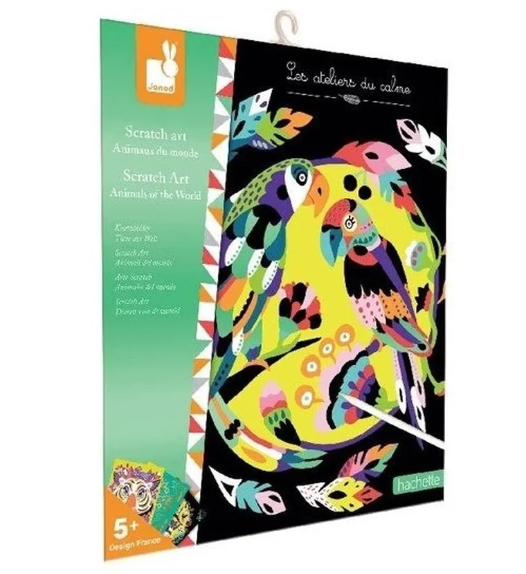 Janod, Zwierzęta świata, zestaw kreatywny, do zdrapywania