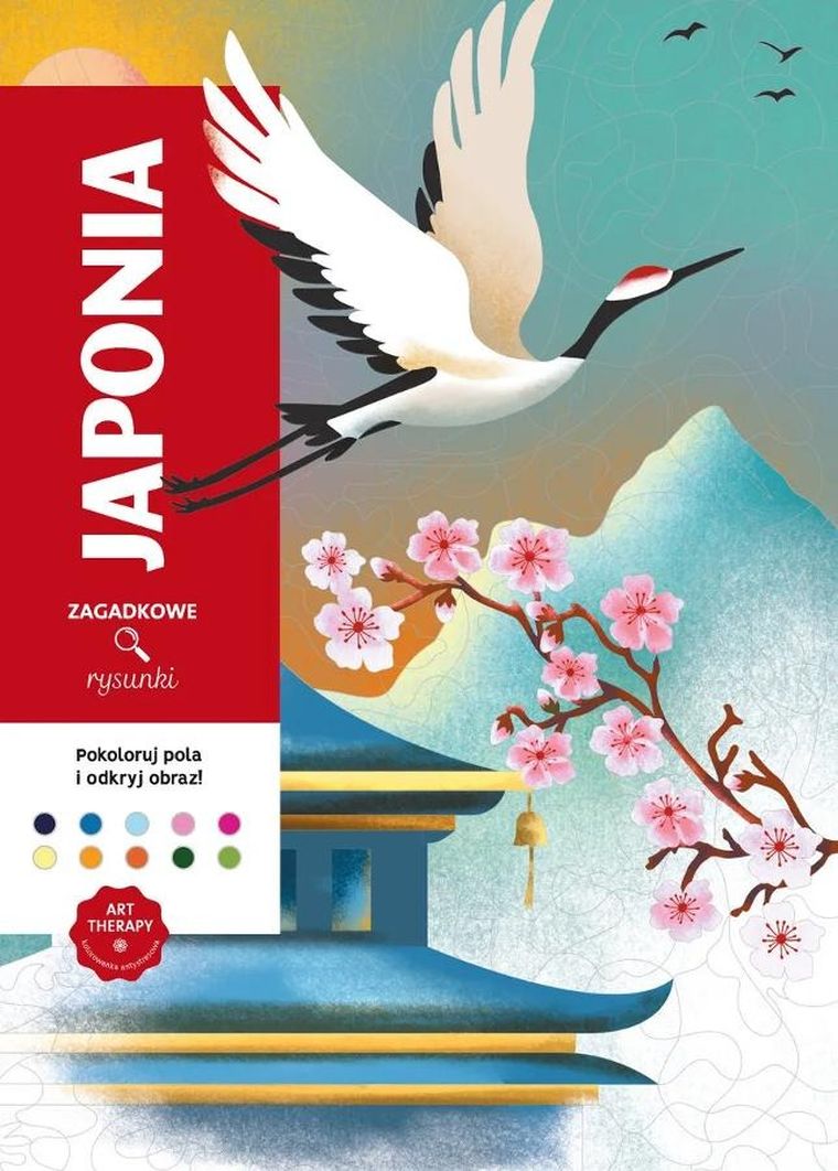 Japonia. Zagadkowe rysunki. Art therapy. Kolorowanka antystresowa