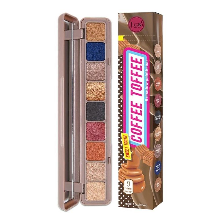 J.Cat Beauty, Sweet Tooth 9 Shadow Palette Bar, paleta cieni do oczu, 102 Coffee Toffee, 7.2g