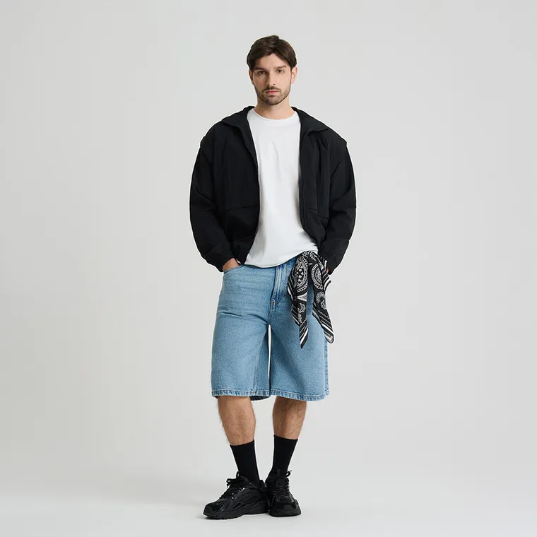 Jeansowe bermudy unisex z regulacją NOWEAR